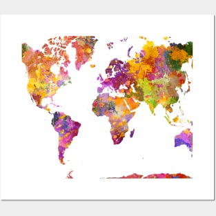 World Map in Watercolor colorfull Posters and Art